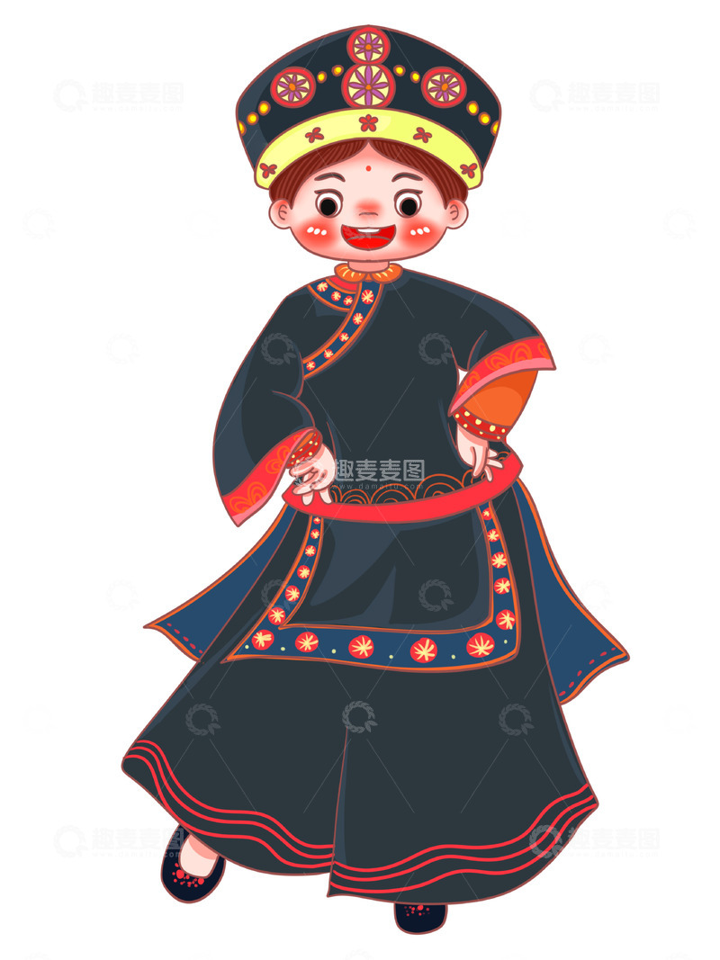 源文件下载【趣麦麦图】可爱的仡佬族女孩翩翩起舞