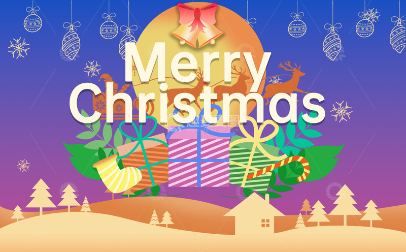 圣诞节礼物圣诞节海报元素冬季背景圣诞老人