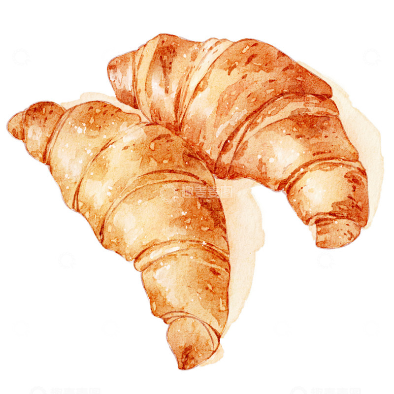 源文件下载【趣麦麦图】-仿水彩牛角包