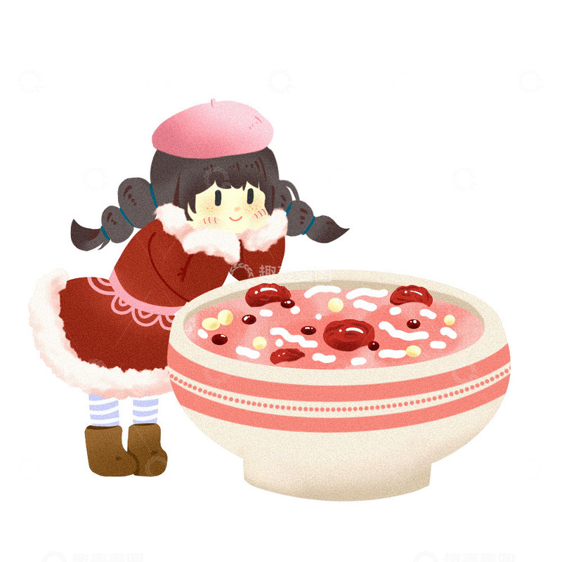 源文件下载【趣麦麦图】五谷杂粮粥腊八节腊八粥小女孩食物卡通元素