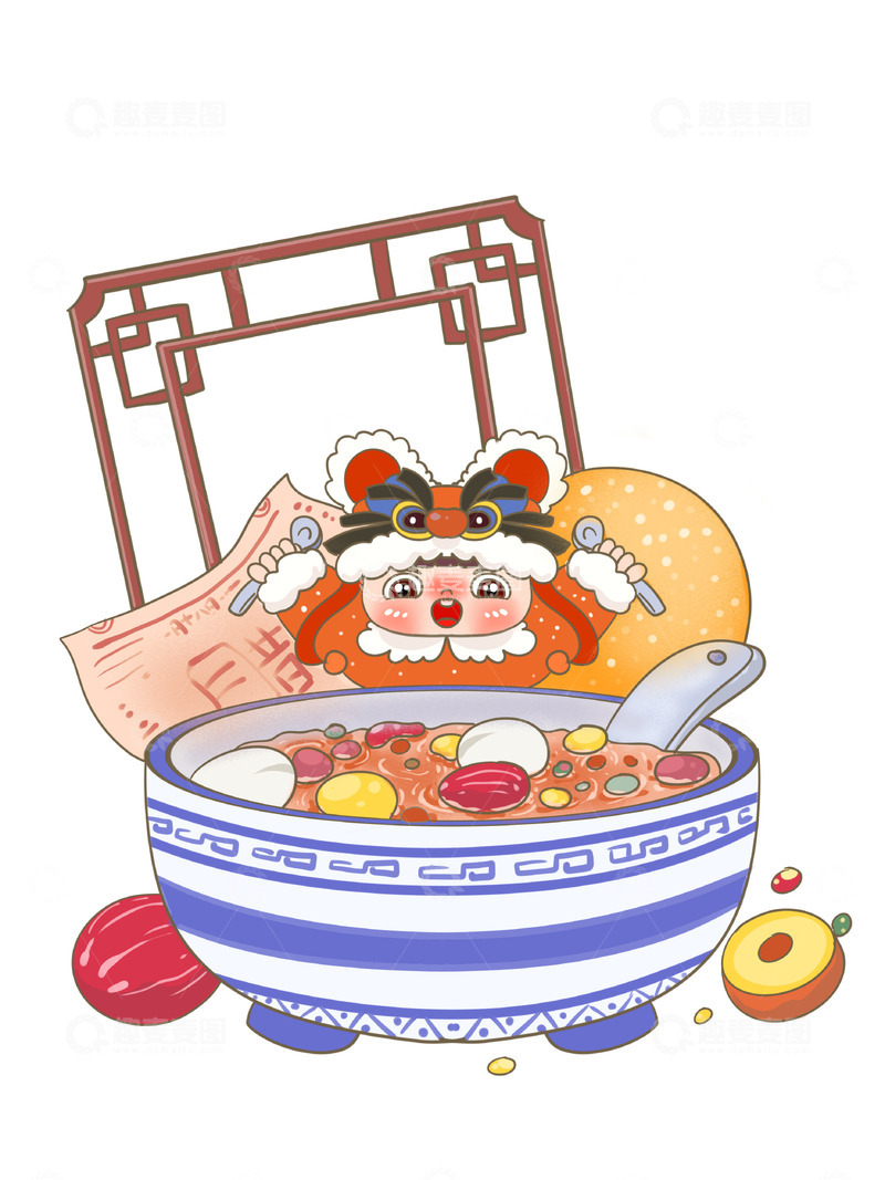 源文件下载【趣麦麦图】女孩迫不及待的要喝腊八粥