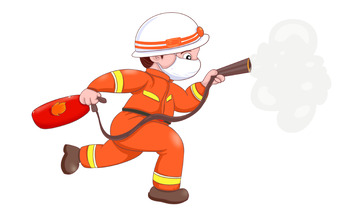 快速灭火的可爱消防员