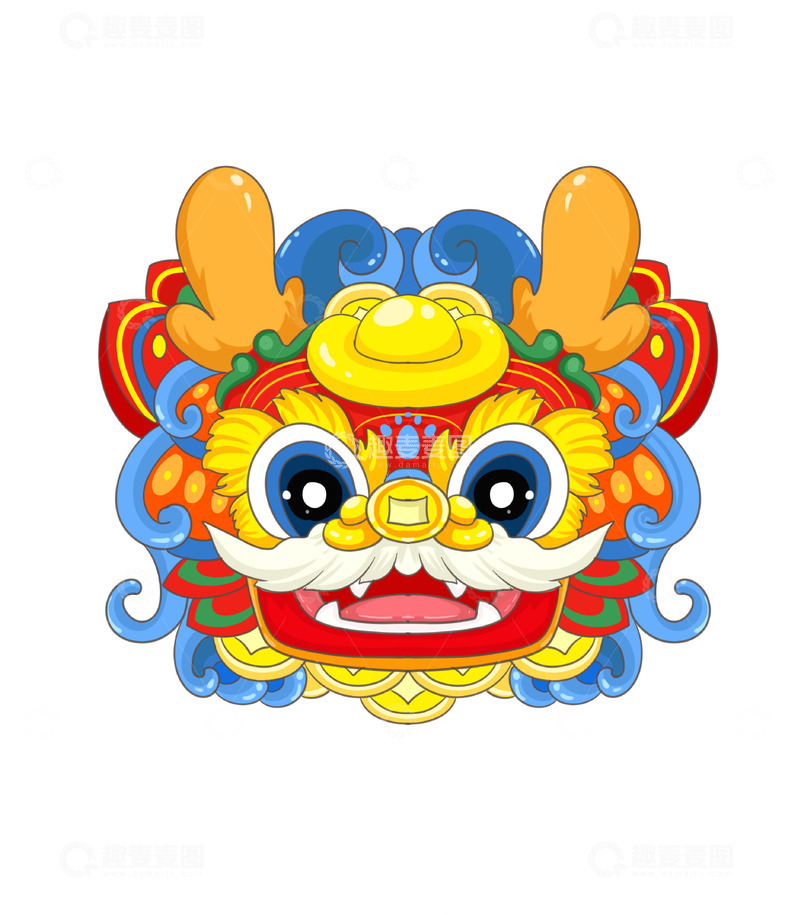 源文件下载【趣麦麦图】新年可爱金元宝龙头