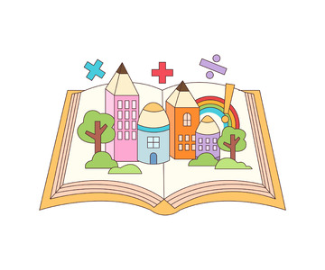 卡通线描书籍上的城堡