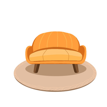 室内家具黄色小沙发地毯