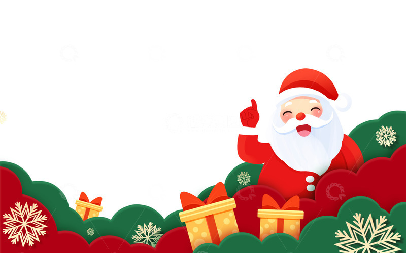 源文件下载【趣麦麦图】圣诞圣诞节立体剪纸风礼盒雪花边