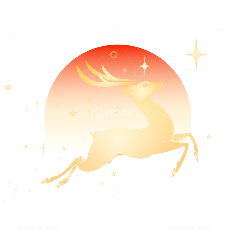 圣诞节卡通小鹿手绘插画矢量元素