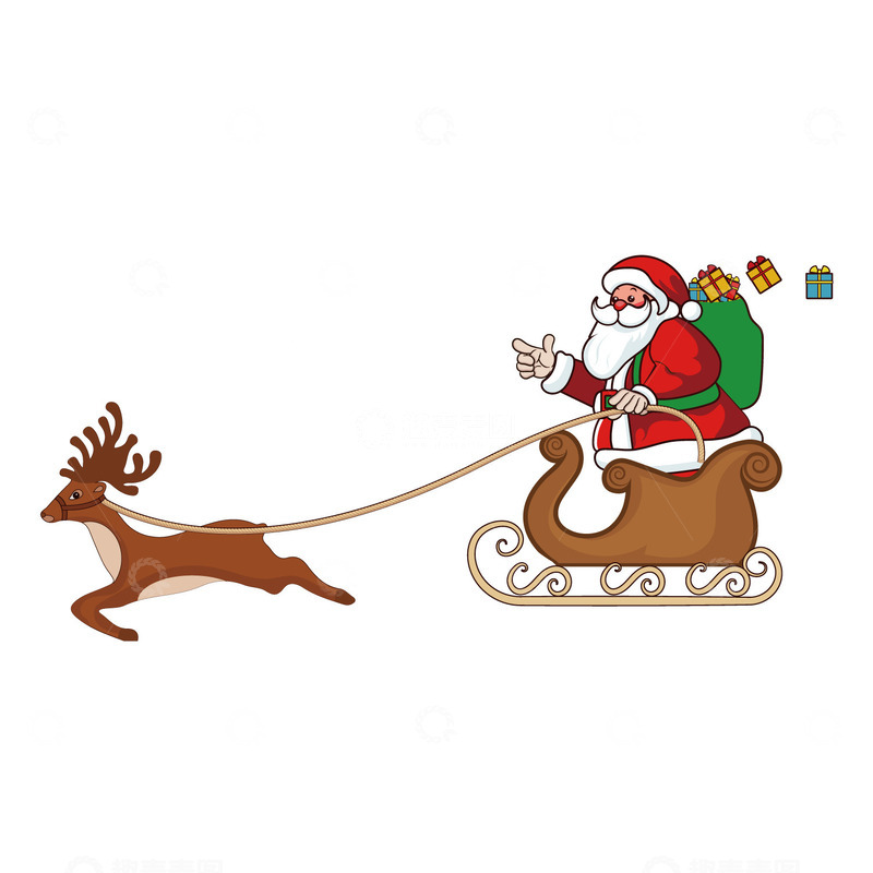 源文件下载【趣麦麦图】圣诞老人雪橇