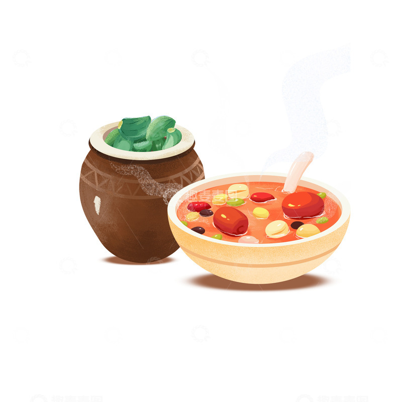 源文件下载【趣麦麦图】手绘腊八粥海报场景