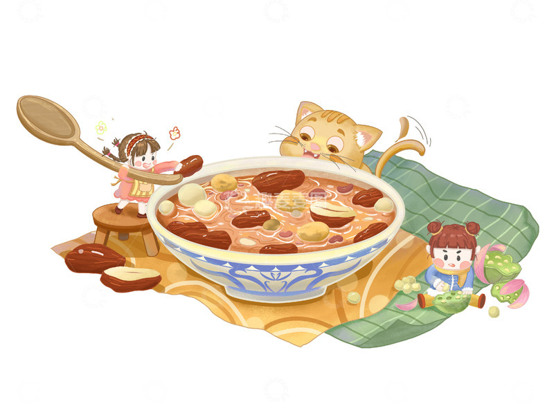 源文件下载【趣麦麦图】腊八粥卡通食物