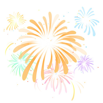 2024龙年炫彩烟花装饰插画矢量元素