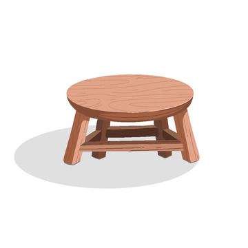 室内木质家具圆小桌子手绘