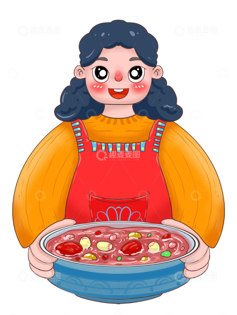 源文件下载【趣麦麦图】母亲手捧腊八粥