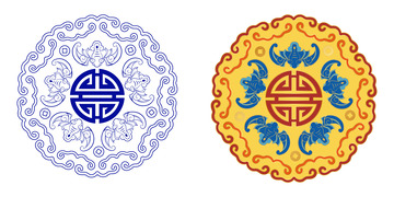 古代传统纹样蝙蝠报喜纹矢量复古元素