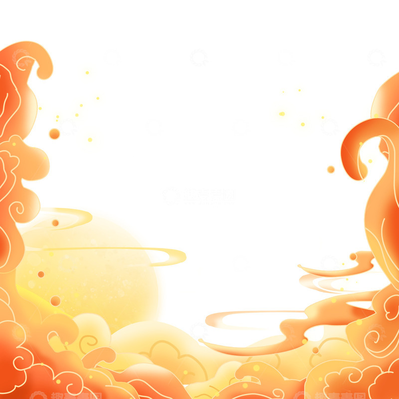 源文件下载【趣麦麦图】中国风国潮文艺线条祥云纹理背景边框