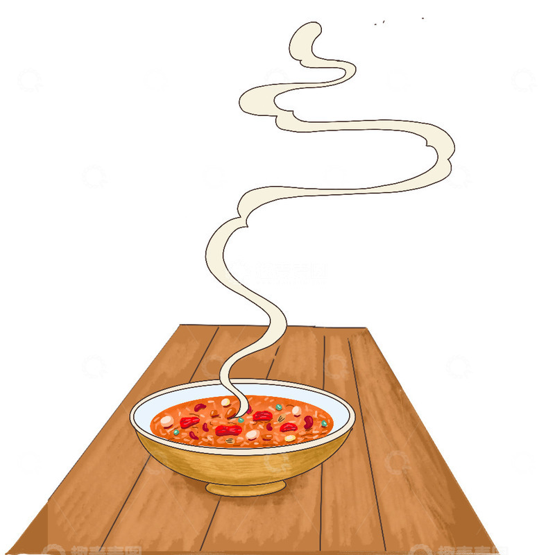 源文件下载【趣麦麦图】腊八节腊八粥古风碗勺子桌子