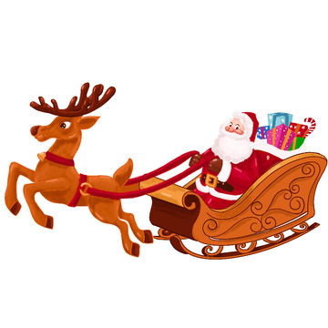 雪橇圣诞节圣诞老人驯鹿礼物礼盒