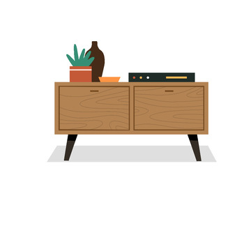 室内木质家具柜子花瓶盆栽