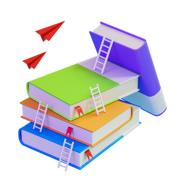 3D立体书梯卡通图书模型