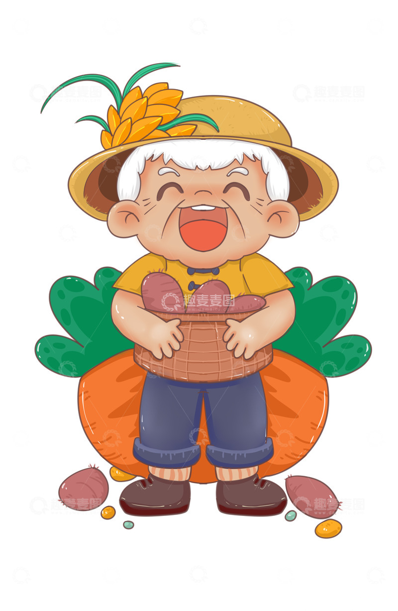 源文件下载【趣麦麦图】丰收可爱的农民伯伯