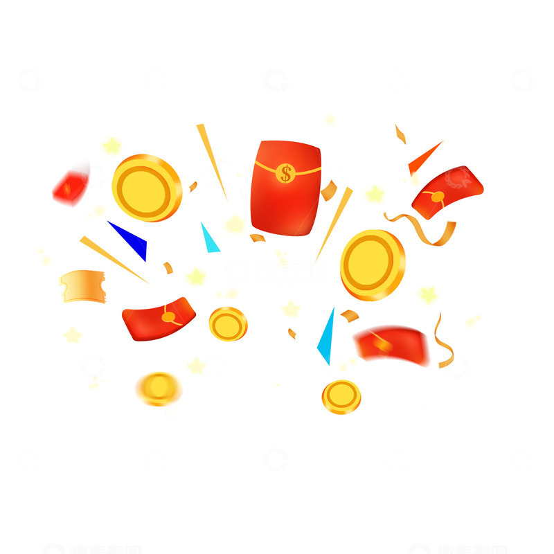源文件下载【趣麦麦图】红包金币漂浮装饰促销