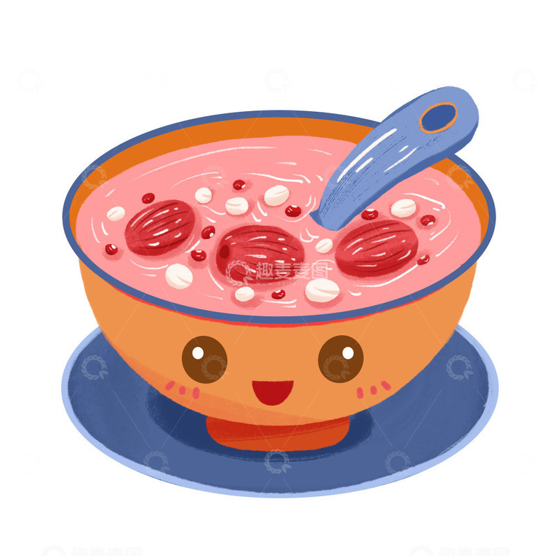 源文件下载【趣麦麦图】腊八节腊八粥可爱碗红枣莲子红豆元素