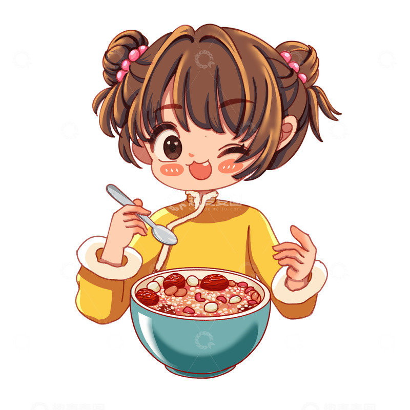 源文件下载【趣麦麦图】腊八节腊八粥女孩