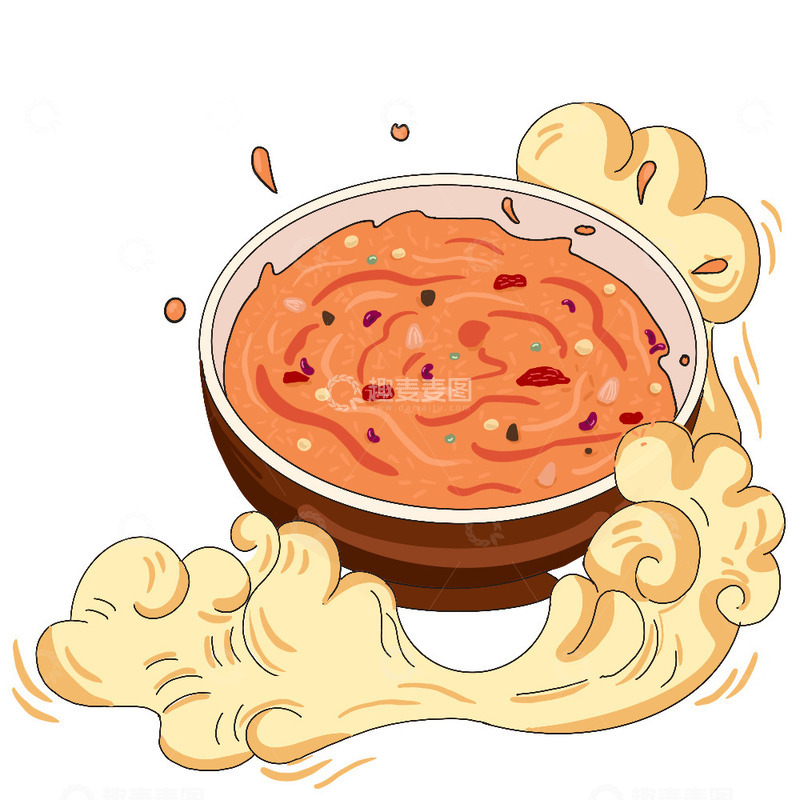 源文件下载【趣麦麦图】腊八粥腊八节祥云碗手绘卡通