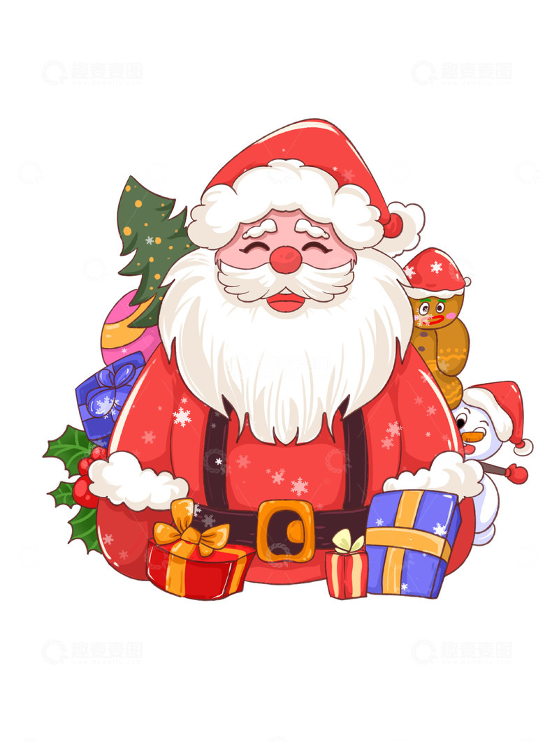 源文件下载【趣麦麦图】圣诞老人与礼物姜饼人组合
