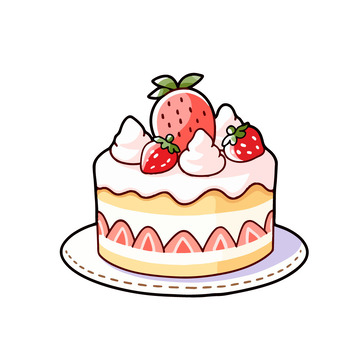 香草草莓味奶油生日蛋糕