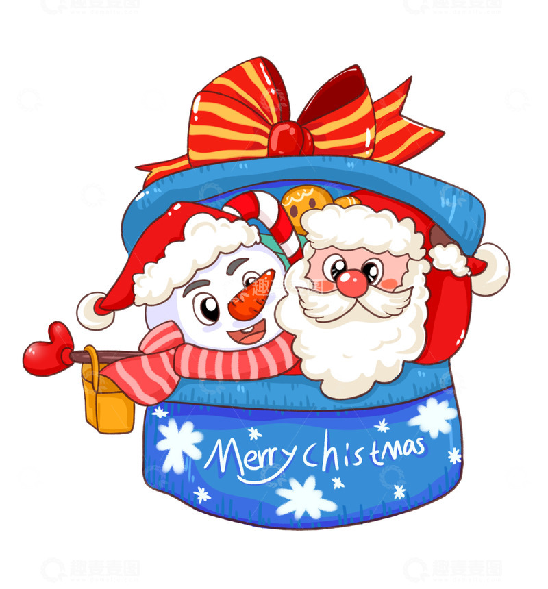 源文件下载【趣麦麦图】在礼物盒里的圣诞老人