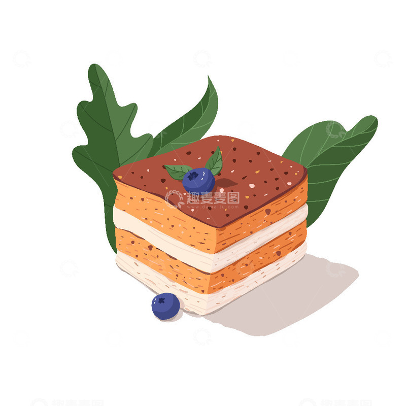 源文件下载【趣麦麦图】方块蓝莓夹心蛋糕点心零食巧克力味