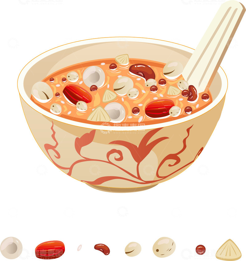 源文件下载【趣麦麦图】手绘腊八粥美食