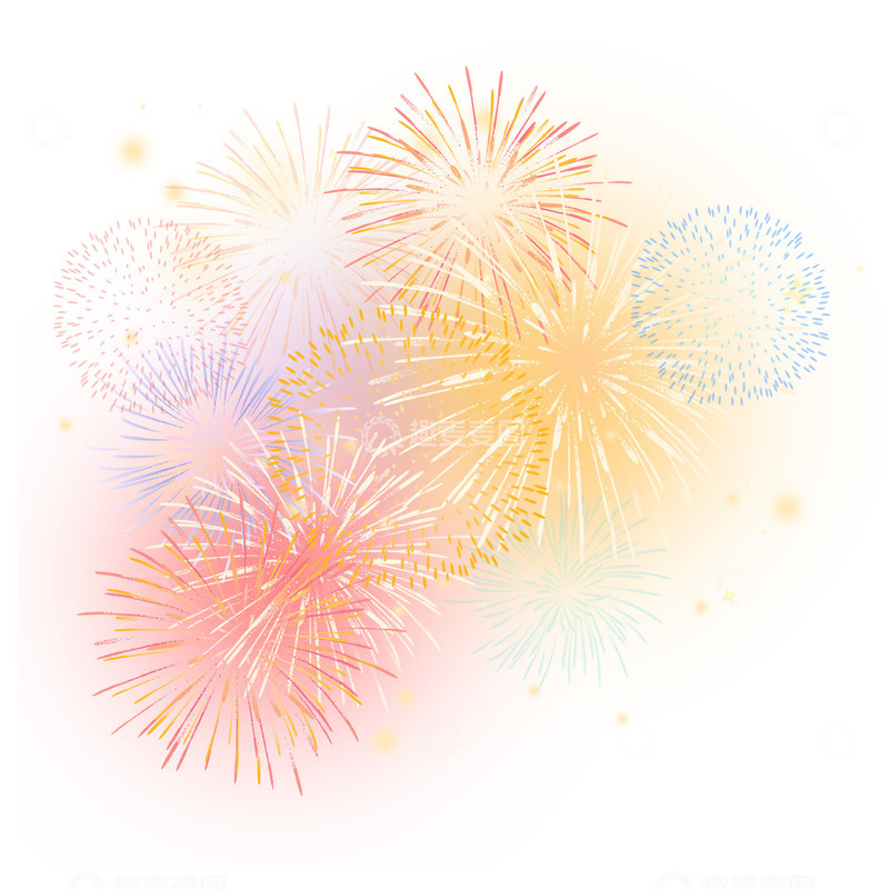 喜庆浪漫春节光效烟花礼炮元素