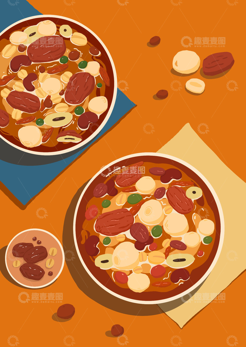 源文件下载【趣麦麦图】腊八节腊八粥平面风