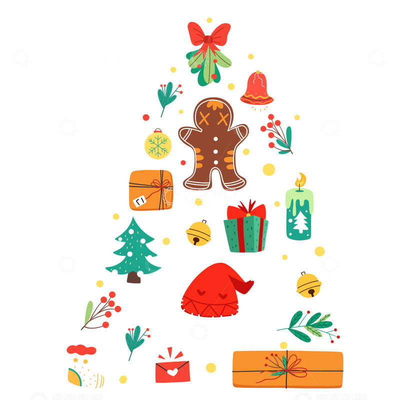 源文件下载【趣麦麦图】圣诞节圣诞图案圣诞树姜饼人