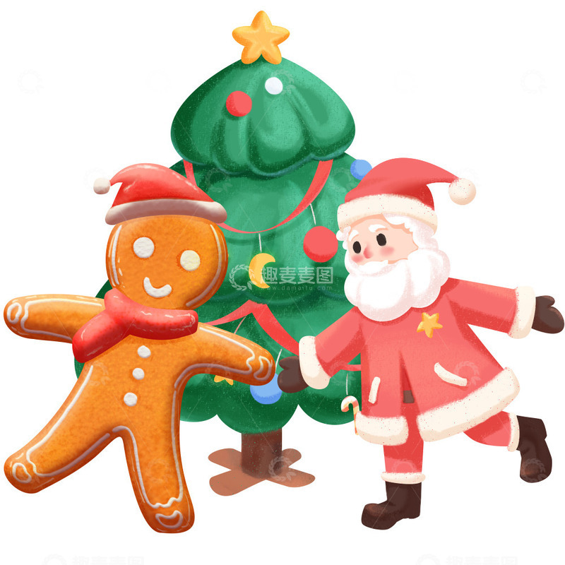 源文件下载【趣麦麦图】圣诞老人圣诞树姜饼人