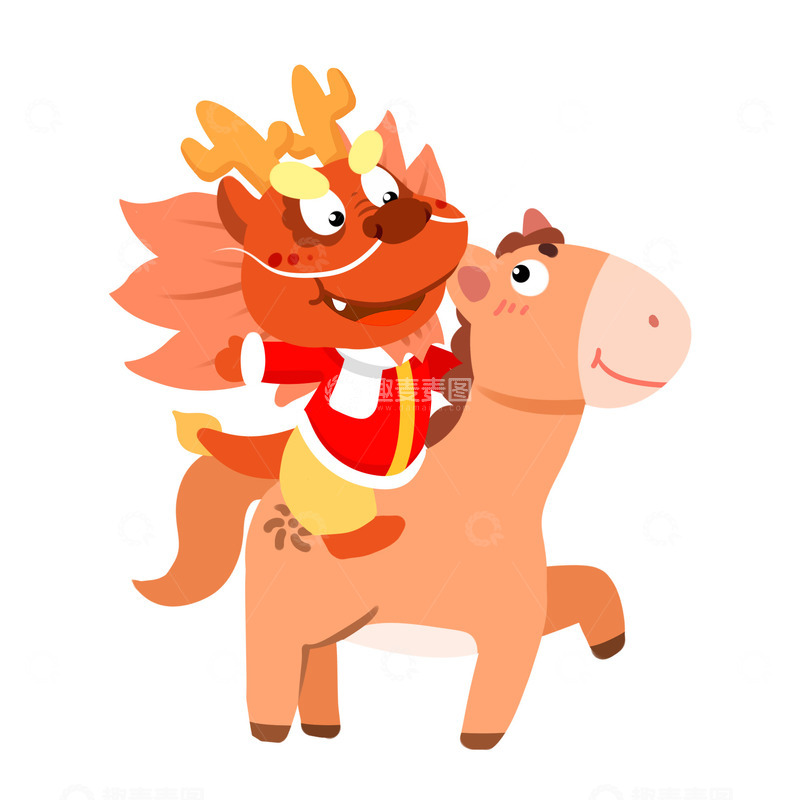 源文件下载【趣麦麦图】龙年卡通形象龙马精神
