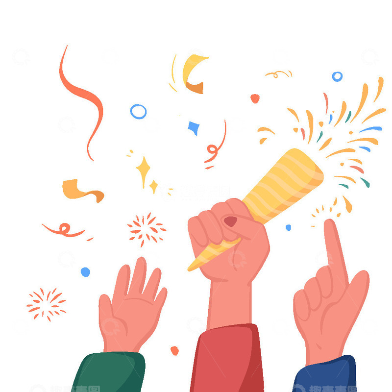 源文件下载【趣麦麦图】元旦新年庆祝祝贺彩带