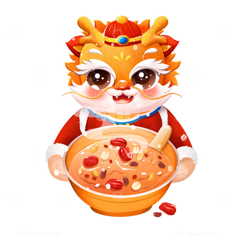 源文件下载【趣麦麦图】腊八粥龙年形象IP过年新年插画元素