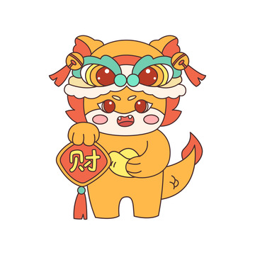 卡通线描可爱的祥龙