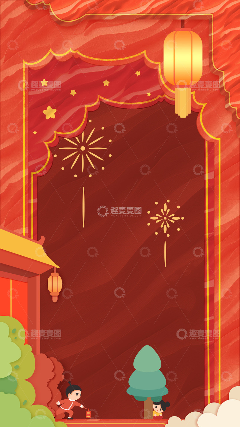 源文件下载【趣麦麦图】春节喜庆红色背景