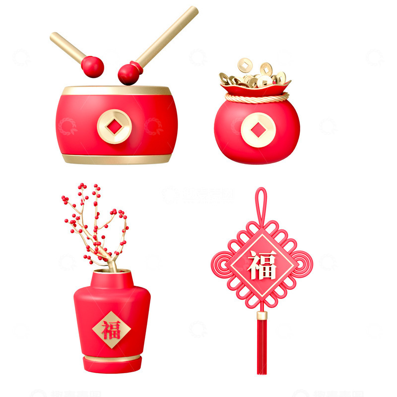 源文件下载【趣麦麦图】春节年货节新年装饰物