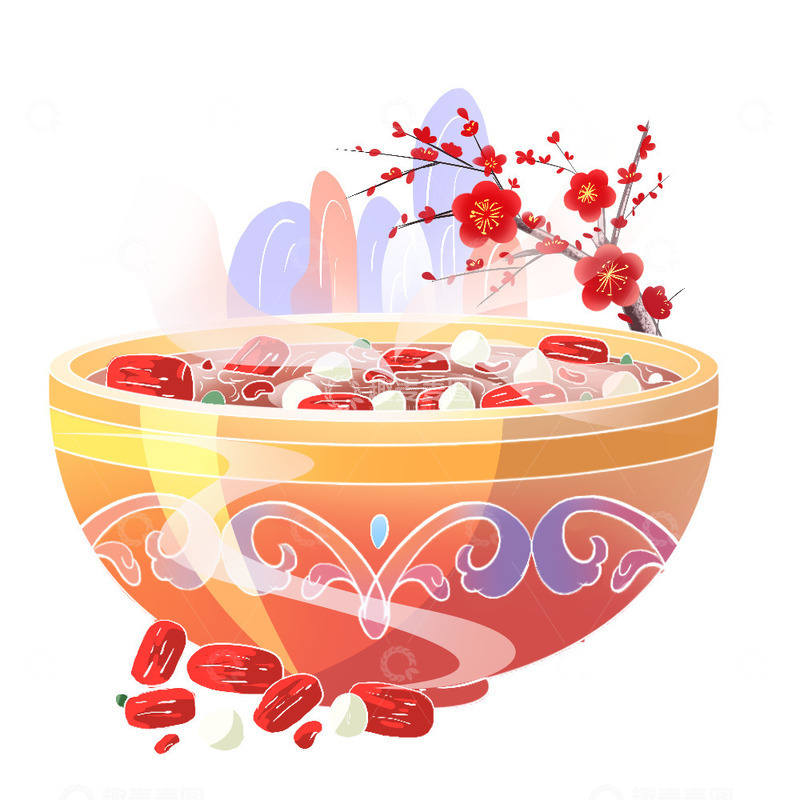 源文件下载【趣麦麦图】腊八节国潮腊八粥美食