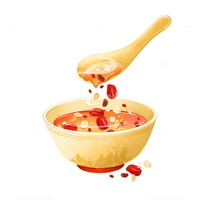 源文件下载【趣麦麦图】春节新年腊八粥腊八节气插画元素