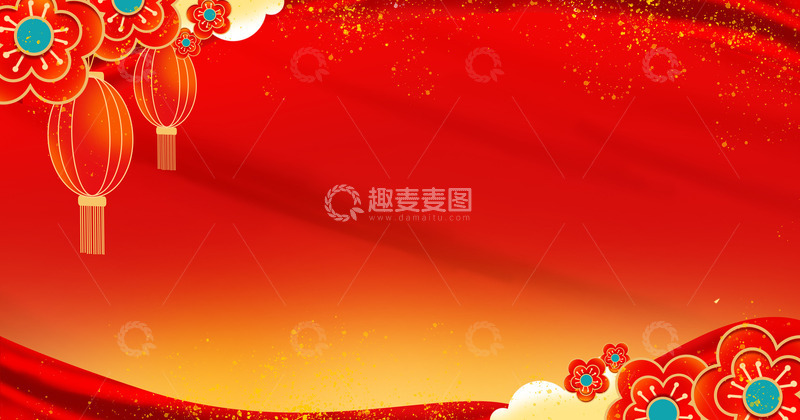 源文件下载【趣麦麦图】2024红色新春国潮舞台展板海报背景