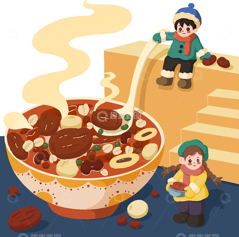 源文件下载【趣麦麦图】煮腊八粥场景