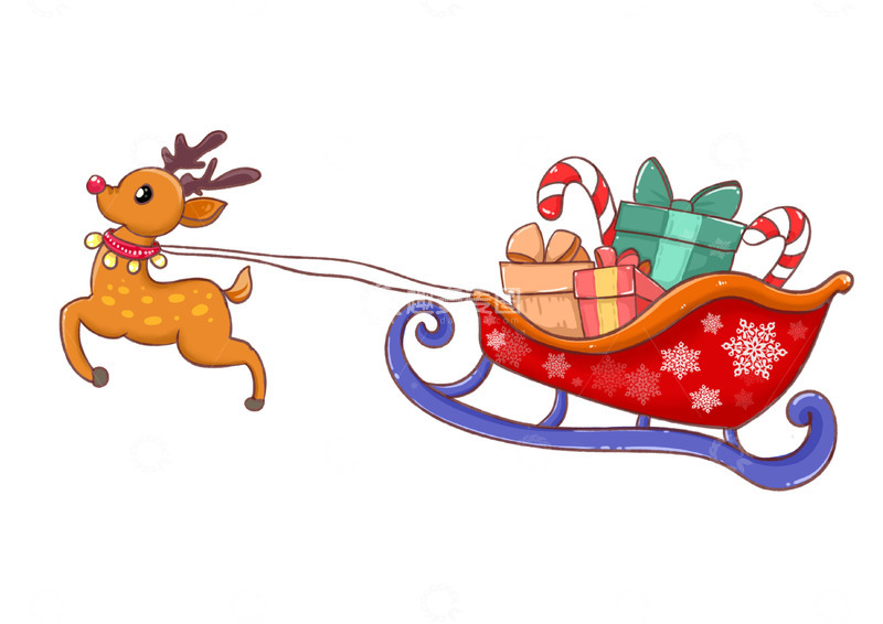 源文件下载【趣麦麦图】可爱的小鹿拉礼物