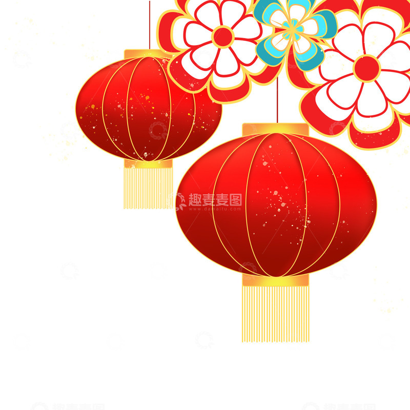 源文件下载【趣麦麦图】中国风国潮花灯元宵节装饰免抠元素