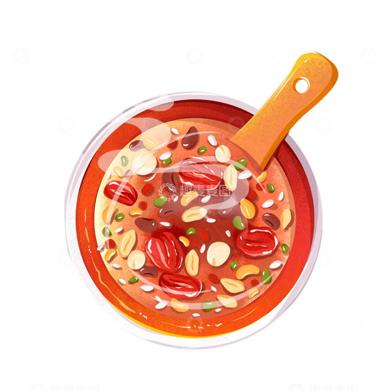 源文件下载【趣麦麦图】腊八粥春节手绘节气插画元素